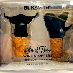 BLKSMITH Bull and Ram Wine Stoppers - Set of 2 - NEW in box